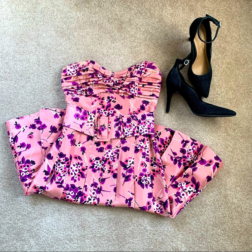 Express Flower Pattern Strapless Dress - Picture 2 of 4